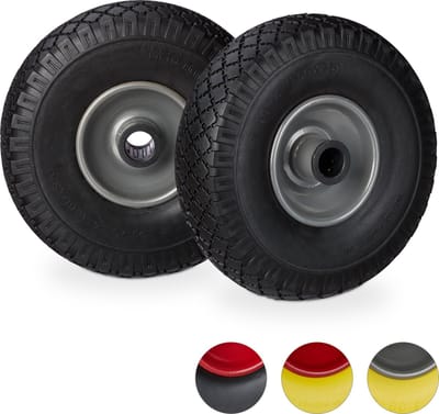 steekwagenwiel - 3.00-4" - 2 stuks - stalen velg - tot 100 kg - massief - zwart