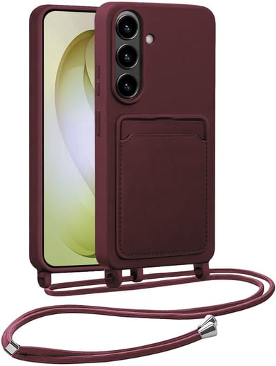Hoesje Geschikt voor Samsung S26 Hoesje Met Koord Siliconen Case - Hoes Geschikt voor Samsung Galaxy S26 Backcover Met Afneembaar Koord - Aubergine