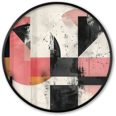 Poster in lijst Rond - Fotolijst 60x60 cm - Posters - Roze - Abstract - Aesthetic - Modern - Vormen - Ronde posterlijst zwart - Decoratie - Wanddecoratie woonkamer - Muurdecoratie slaapkamer