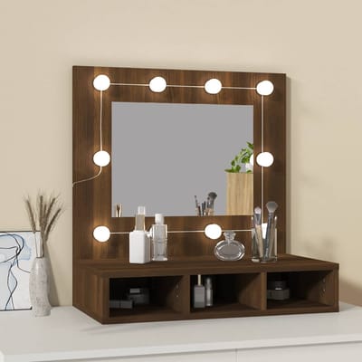 vidaXL - Spiegelkast - met - LED-verlichting - 60x31,5x62 - cm - bruin - eikenkleur