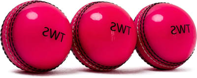 Cricketbal Oefen - Wedstrijd bal - Cricket Training - Handgestikte naad - Pack van 3 - Roze