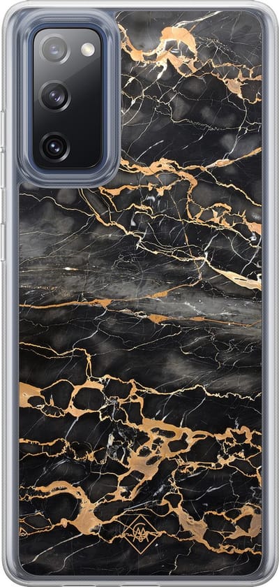 Casimoda® hoesje - Geschikt voor Samsung Galaxy S20 FE - Marmer Grijs Brons - 2-in-1 case - Schokbestendig - Marble design - Verhoogde randen - Grijs, Transparant
