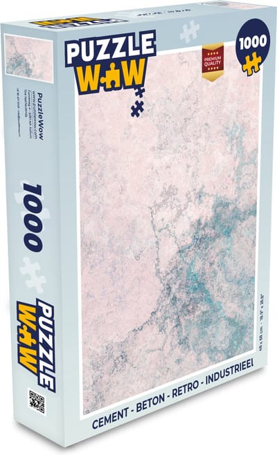 Puzzel Cement - Beton print - Retro - Industrieel - Wit - Blauw - Legpuzzel - Puzzel 1000 stukjes volwassenen