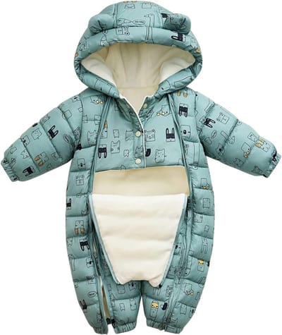 Baby Sneeuwpak - Winterpakje Kinderen - Buiten Spelen - Met Capuchon - 0-3 Maanden - Blauw