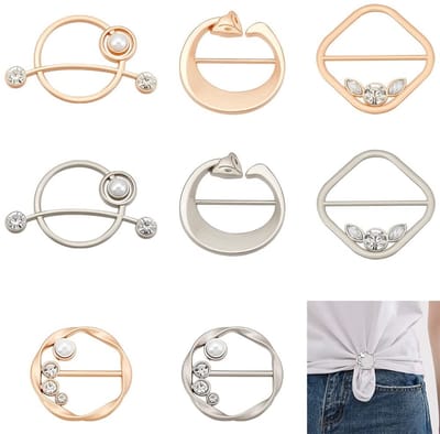 Dailygoods - T-shirt-clips - Kledingklemmen - Elegante parels - Gemengde kleuren - Decoratieve clips - Voor sjaals en kleding - 8 stuks