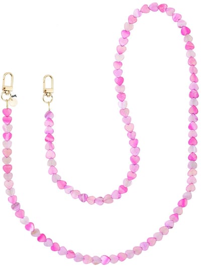xoxo Wildhearts telefoonkoord - Shell Hearts - Roze & Paars - Lang koord - Geschikt voor iPhone - Geschikt voor Samsung - Universeel - Phone Cord - Telefoonketting - Koord voor telefoon - Telefoon hanger - Gekleurde hartjes - Pink & Purple