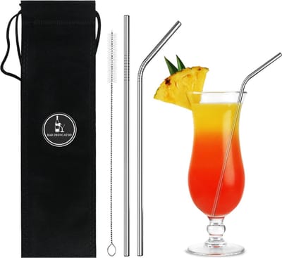 Bar Dedicated - Duurzame Herbruikbare Rosé Rietjes met Verschillende Maten - RVS Cocktail en Smoothie Rietjes