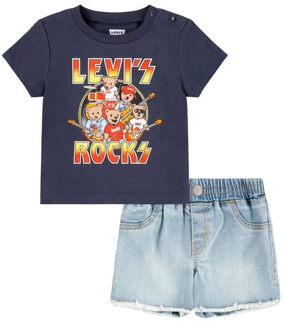 Levi´s ® Kids Rock And Roll Denim Set Blauw 3 Years Jongens