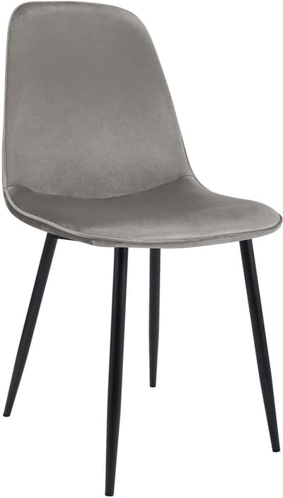CLP Maryam Eetkamerstoel - klassiek - met rugleuning - zwart metalen frame - belastbaar tot 150 kg - Fluweel/licht grijs