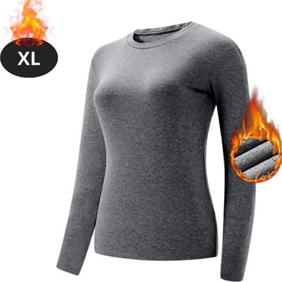 Bovista Thermokleding Dames - Thermoshirt - Polyester - Winter - Lange Mouwen - Grijs - XL