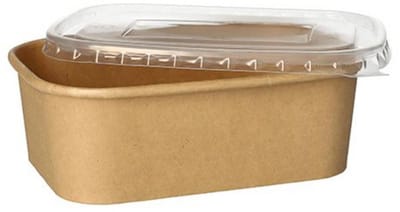 25 Kartonnen Verpakkingsbeker rechthoekig 500 ml 4,1 cm x 17,3 cm x 12,3 cm bruin