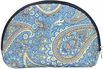 Signare Make-up tas - Gobelinstof -  Paisley - Blauw - Groen