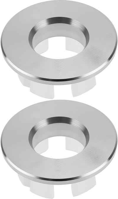 Dailygoods- Sifon Afdekkingen 2x Decoratief - Roestvrij Staal/Kunststof - Geschikt voor Overloopgaten 22-24mm - Buitendiameter 30mm - Hoogte 13mm - Duurzaam - Gootsteenafdekkingen