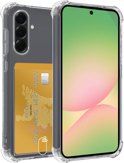 Hoesje Geschikt voor Samsung Galaxy A56 - Met Pashouder en Kaarthouder - Telefoon Hoes Shockproof - Siliconen Case - Back Cover - Shock Proof - Pasjes Houder - Transparant