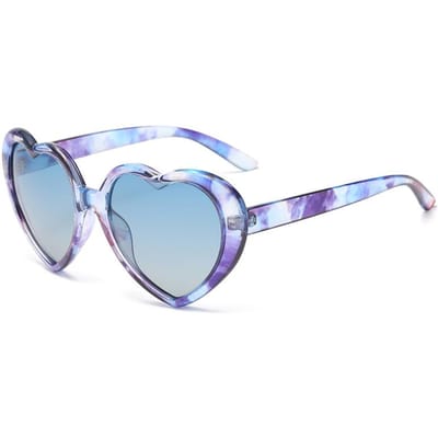 Lunettes de Soleil Style Fantaisie Dégradé Anti-UV Lunettes de Soleil Populaires Lunettes Cœur Pêche Design Arc-en-ciel Coloré