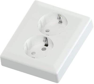 2-voudig Schuko wandcontactdoos 250V 16A wit 103x84mm