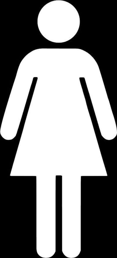Dames toilet symbool - wit - 7 cm x 15 cm - deursticker - Dames WC - Toiletpictogram