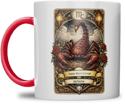 Sterrenbeeld mok - Schorpioen - Rood - Tarot mok - Gepersonaliseerd met naam en datum