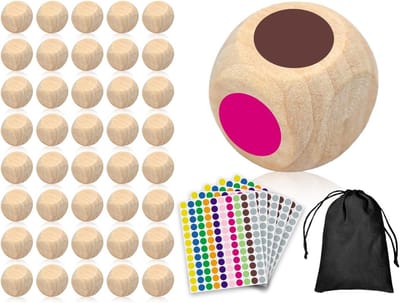 Natuurlijke Houten Blokken met Zes Zijden, Lege Blokken voor Creatieve Spellen en Activiteiten, 20mm met Kleurige Stickers