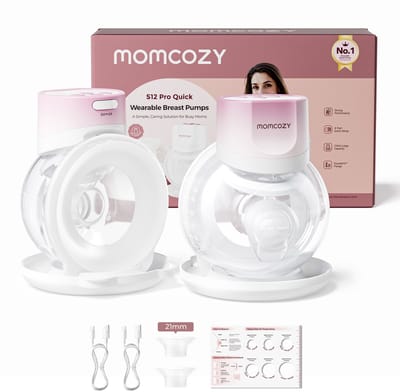 Momcozy S12Pro Quick Handsfree Borstkolf - 2 stuks - Extra stil en compact - Elektrisch - Oplaadbaar - Roze/Wit - S12Pro+