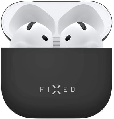 FIXED Silky AirPods 4 Hoesje – Siliconen Beschermhoes – 360° Bescherming – Zwart