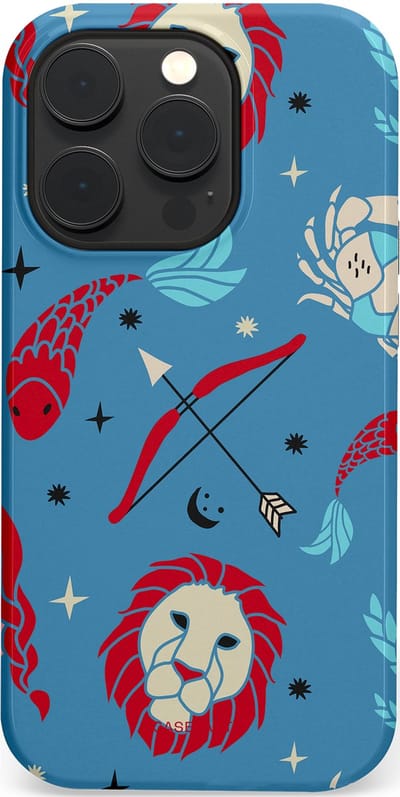 Casetastic hoesje geschikt voor Apple iPhone 14 Pro - MagSafe - Dubbellaagse bescherming - Zodiac in verbinding - Fashion Case - Petrol Bordeaux Grijs