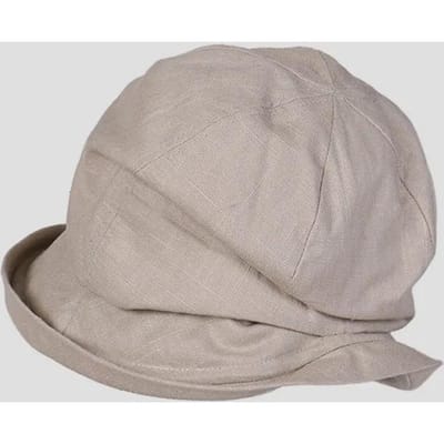 Japanse Katoen Linnen Geplooide Dames Vissershoed Kleine Rand Zomer UV-Bestendig Ademend Linnen Bucket Hat Omwikkelde Hoofd Dames 56-58cm gray