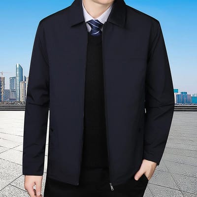 Vestes Homme Couleur Unie Vestes Homme Coupe Ajustée Vestes Homme à Fermeture Éclair Vestes Printemps Fines Homme Vêtements Décontractés Homme XXS bleu marine