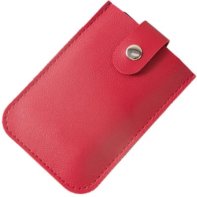 Porte-cartes coulissant empilable, fentes multi-cartes, porte-cartes de crédit, poche en cuir PU, carte de visite rouge