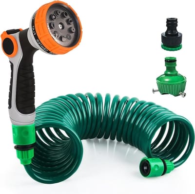 Flexibele tuinslang - Spiraalslang - Tuin bewateren - 9 standen sproeier - 75 meter - Groen