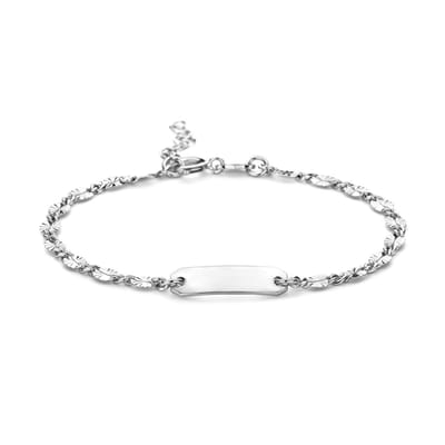 Zilver Gerhodineerd Graveerarmband Plaat 5,0 Mm 16 + 2 Cm 1335182