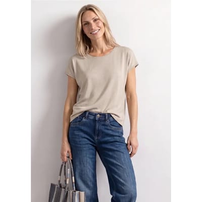 Shirt met ronde hals en losse schouders