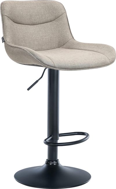 CLP Vonore Barkruk - Met rugleuning - Met voetensteun - Verstelbaar - Metalen frame - Stof - zwart/taupe
