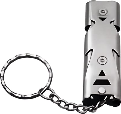 Noodfluitje Sleutelhanger Survival – Extra Luid Hoge Decibel Veiligheidsfluit voor Noodsituaties, Noodgeval, Outdoor, Kamperen, Wandelen, Reizen & Overlevingspakket - Zilver