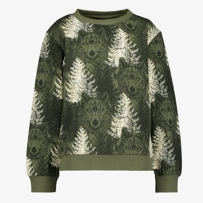 Unsigned jongens sweater met wolven groen - Maat 92
