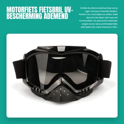 Dailygoods- Motorfietsbril met UV-bescherming - Verstelbare riem - Ademend - Krasbestendig - Winddicht - Hoogwaardig PC materiaal - 200x110 mm - Goggles