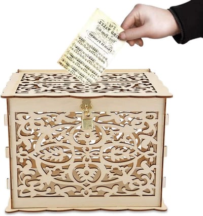 Houten Kaartdoos met Sleutel, Veiligheidsbox voor Trouwen, Babyshowers en Verjaardagsfeesten, Ideaal voor Geld en Wensen