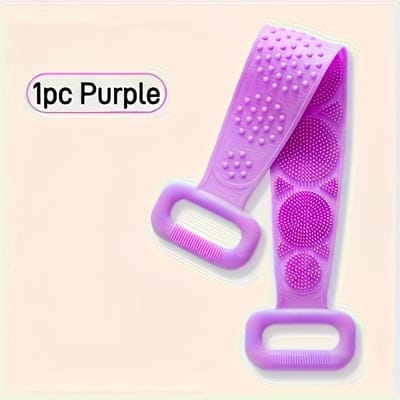 Ultra-Zachte Lichaamsscrubber - Een Diep Reinigende Exfoliërende Badborstel met Een Verstelbare Riem en Verlengd Handvat, Perfect voor Rugmassagesmoval paars
