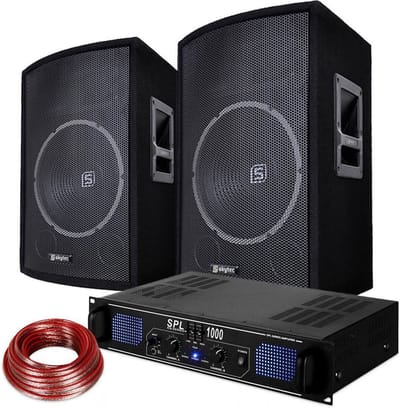 DJ luidspreker en versterker combinatie 1000W