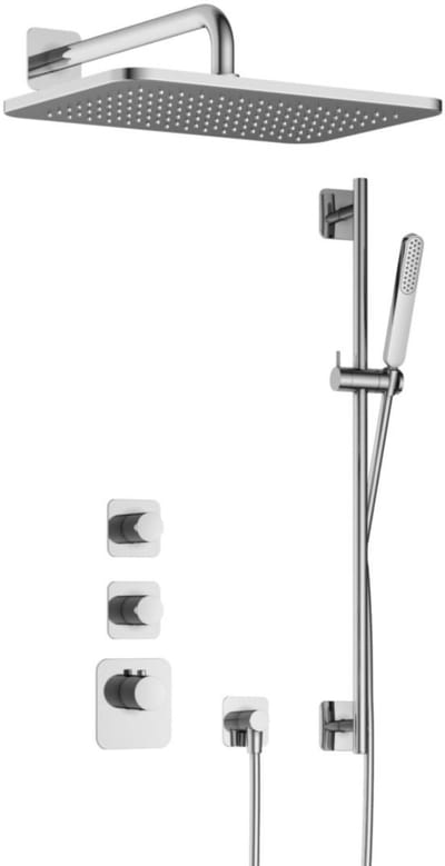 Hotbath Gal - GL106 - Inbouw Regendoucheset - Chroom - 2 Stopkranen - Thermostatisch - Wandarm 35 cm - Hoofddouche 270x400 mm - Staafhanddouche - Glijstang 900 mm - met GL106 - V02