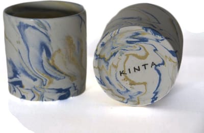 Floz koffiemok - theemok - stoneware - geel en blauw - 150ml - fairtrade