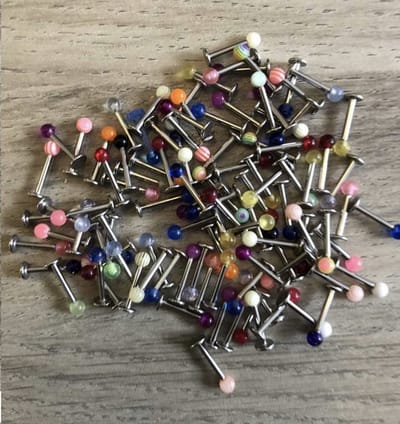 Lev Sieraden - Chirurgisch staal - Labret Piercings Diversen Kleuren en Maten - Set van 100 Stuks