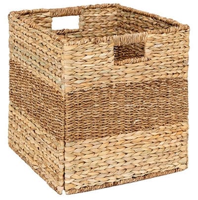 5Five gevlochten jute opbergmand met handvaten - naturel - 38 x 38 x 38 cm - Huiskamer - Luxe model