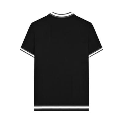 Lambretta Heren Valero Gebreid Gestipt Poloshirt met Korte Mouwen (Zwart)