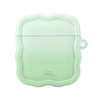 xoxo Wildhearts hoesje geschikt voor AirPods 1 & 2 - Sage Sorbet - Ook als telefoonhoesje verkrijgbaar - Schokbestendige wavy case - Koptelefoonhoesje - Beschermhoes met golvend design - Groen