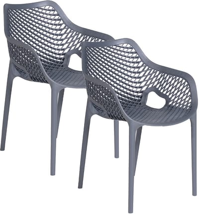 Garden Impressions Air XL kunststof tuinstoel - donker grijs - 2 stuks