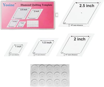 4 maten 60 graden diamant quilten sjablonen voor quilten met 1/4 naadtoeslag, 1 inch, 1,5 inch, 2 inch, 2,5 inch, acryl diamant quilten sjabloon set voor naaien patchwork ambachten
