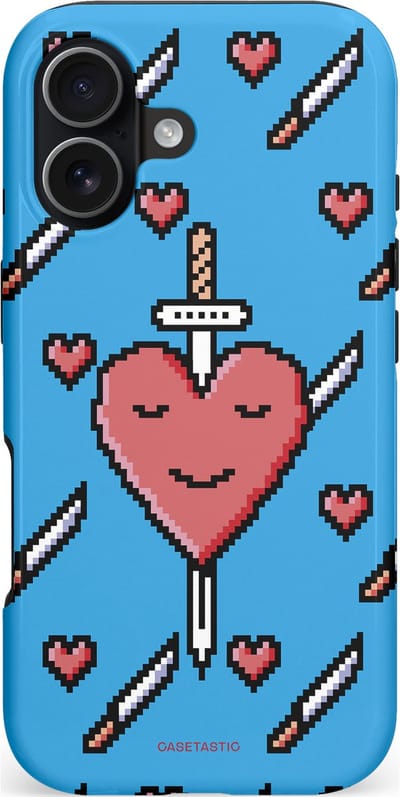 Casetastic hoesje geschikt voor Apple iPhone 17 - MagSafe - Dubbellaagse bescherming - Zwaard saga - Fashion Case - Lichtblauw Zwart Koraal
