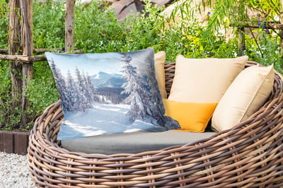 Buitenkussens - Winterlandschap - Natuur - Berg - Bomen - Sneeuw - 60x40 cm - Weerbestendig