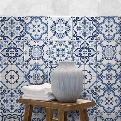 36 Pcs Adhesive Tiles 10x10 cm PS00103 Mosaic of Azulejos Wall sticker Collage Decorative adhesive to Cement tiles for Bathroom and Kitchen peel and stick